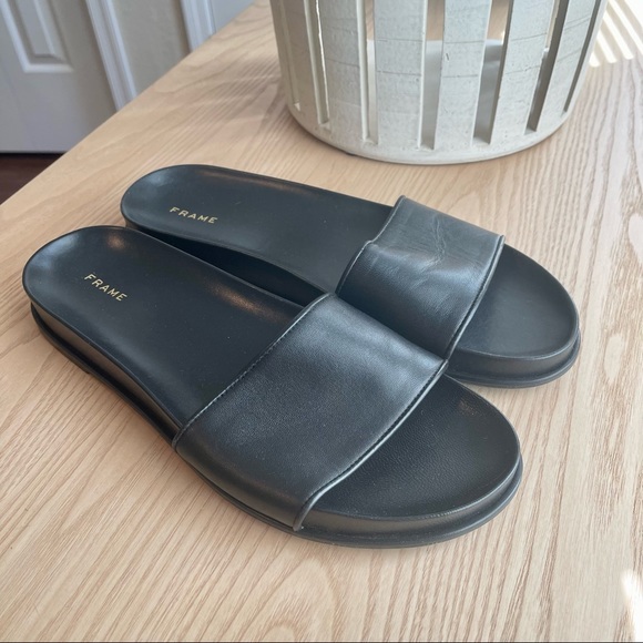 Frame Denim Shoes - Frame Le Osborne Leather Slide Sandal